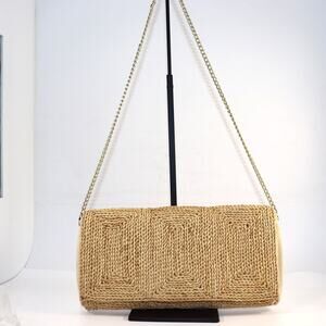 Vintage Mister Ernest Straw Clutch Shoulder Bag Made in Hong Kong